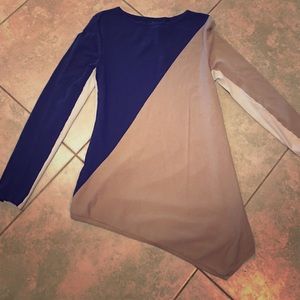 Navy blue tan block color top